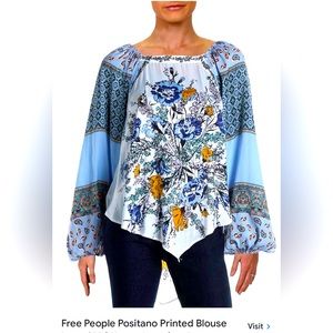 Free People Positano Printed Peasant Top Large